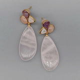 Amethyst Teardrop Rose Quartz Dangle Earrings