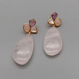 Amethyst Teardrop Rose Quartz Dangle Earrings