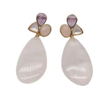 Amethyst Teardrop Rose Quartz Dangle Earrings