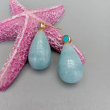 Aquamarine Teardrop Stud Earrings Plating Gem Stone Earrings