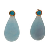 Aquamarine Teardrop Stud Earrings Plating Gem Stone Earrings