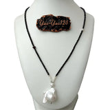 Spinel Rondelle Choker Necklace with Keshi Pearl Pendant