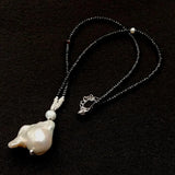 Spinel Rondelle Choker Necklace with Keshi Pearl Pendant