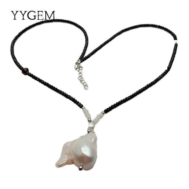 Spinel Rondelle Choker Necklace with Keshi Pearl Pendant