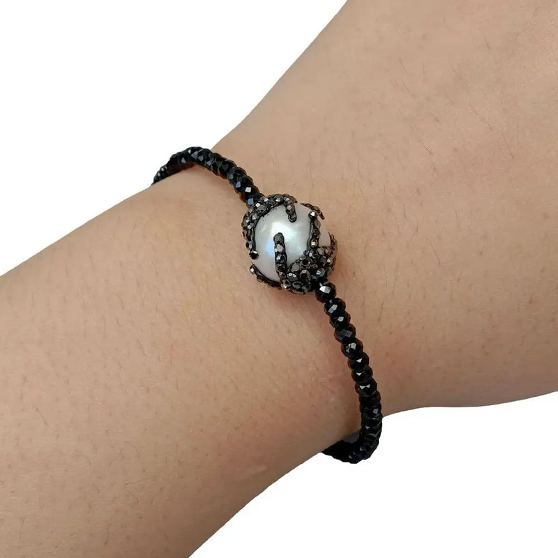 YYGEM Spinel Pearl Crystal Pave Bracelet