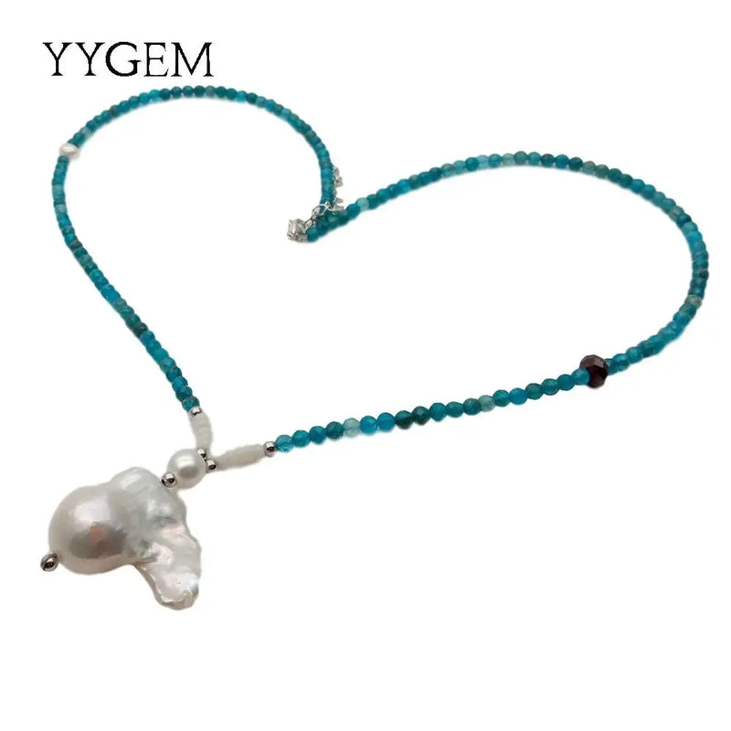 Apatite & Pearl Choker Necklace for Women