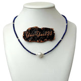 Lapis Lazuli Pearl Necklace 17''
