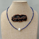 Lapis Lazuli Pearl Necklace 17''