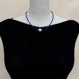 Lapis Lazuli Pearl Necklace 17''