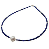 Lapis Lazuli Pearl Necklace 17''