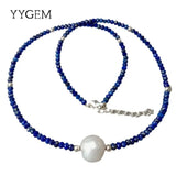 Lapis Lazuli Pearl Necklace 17''