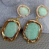 Green Amazonite Triangular Stud Earrings