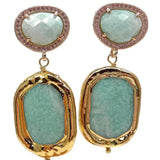 Green Amazonite Triangular Stud Earrings