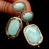 Green Amazonite Triangular Stud Earrings