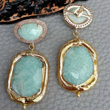Green Amazonite Triangular Stud Earrings