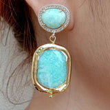 Green Amazonite Triangular Stud Earrings