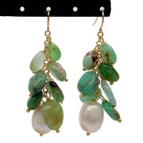 Green Chrysoprase Pearl Dangle Earrings