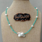Green Amazonite Pearl Choker Necklace for Women