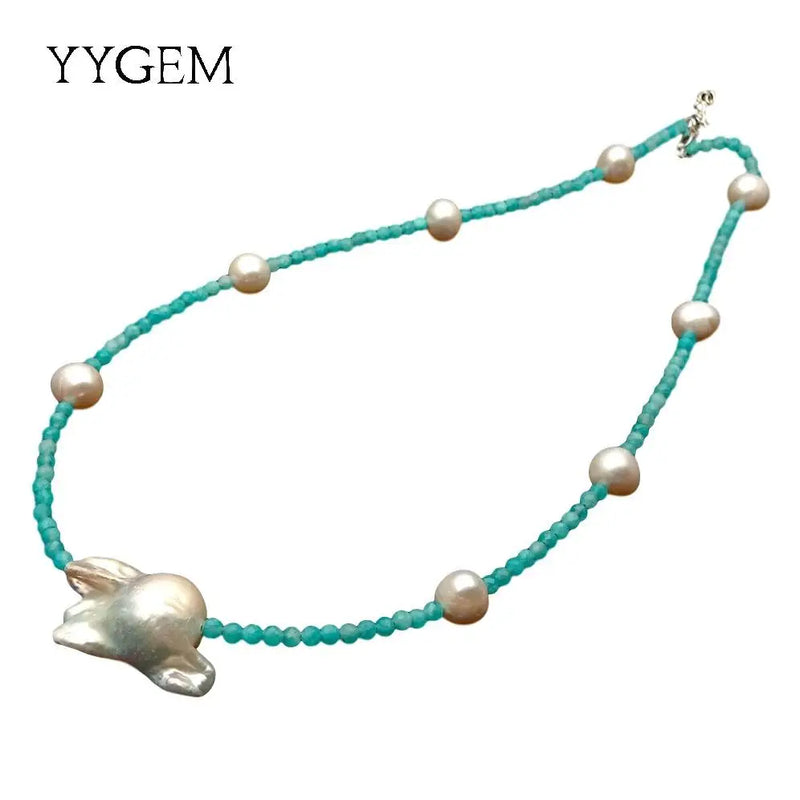Green Amazonite Pearl Choker Necklace for Women