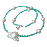 Green Amazonite Pearl Choker Necklace for Women