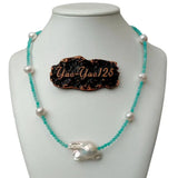 Green Amazonite Pearl Choker Necklace for Women