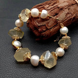 Lemon Quartz Pearl Strand Bracelet