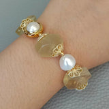 Lemon Quartz Pearl Strand Bracelet