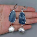 YYGEM Natural Kyantie Bead Leverback Earrings