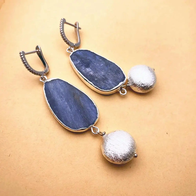 YYGEM Natural Kyantie Bead Leverback Earrings