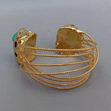 Purple Amethyst Druzy Green Turquoise Bangle Bracelet
