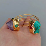 Purple Amethyst Druzy Green Turquoise Bangle Bracelet