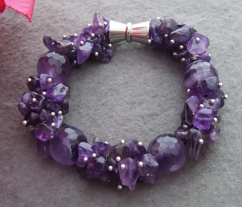 YYGEM Natural Purple Amethyst Bracelet