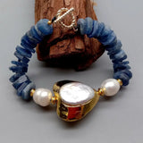 Kyanite Rough Reborn Pearl Bracelet
