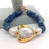 Kyanite Rough Reborn Pearl Bracelet