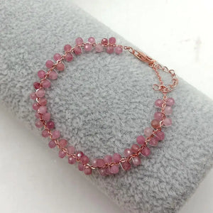 Pink Tourmaline Bracelet with Rose Filled Chain