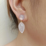 Teardrop Rose Quartz Amethyst Stud Earrings for Office