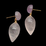Teardrop Rose Quartz Amethyst Stud Earrings for Office