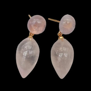 Teardrop Rose Quartz Amethyst Stud Earrings for Office
