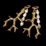 Natural Flameball Baroque Pearl Hoop Earrings - Punk Style