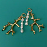 Natural Flameball Baroque Pearl Hoop Earrings - Punk Style