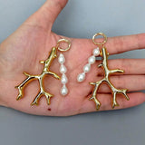 Natural Flameball Baroque Pearl Hoop Earrings - Punk Style