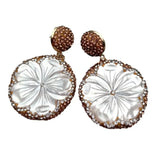 YYGEM Natural Sea Shell Flower Dangle Stud Earrings Women Jewelry
