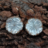 YYGEM Natural Sea Shell Flower Dangle Stud Earrings Women Jewelry