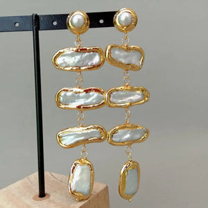 Natural Freshwater Pearl Yellow Wrap Stud Earrings for Women