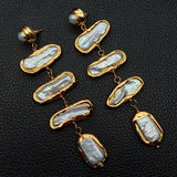 Natural Freshwater Pearl Yellow Wrap Stud Earrings for Women