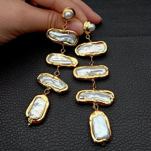 Natural Freshwater Pearl Yellow Wrap Stud Earrings for Women