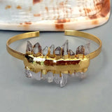 YYGEM Clear Quartz Druzy Bangle Bracelet