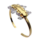 YYGEM Clear Quartz Druzy Bangle Bracelet