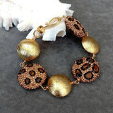 YYGEM Tiger Eye Chips Champagne Crystal Pave Bracelet