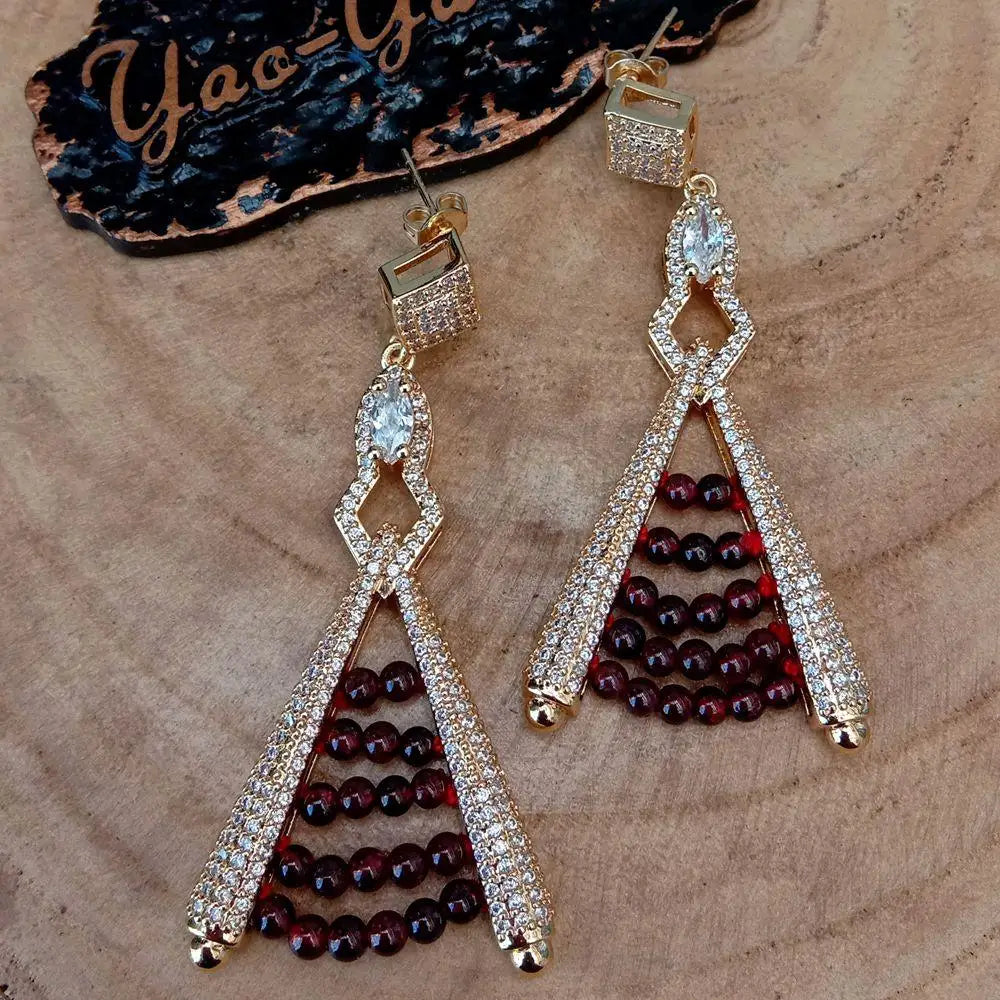 Vintage Red Garnet Stud Earrings Bridal Wedding Jewelry